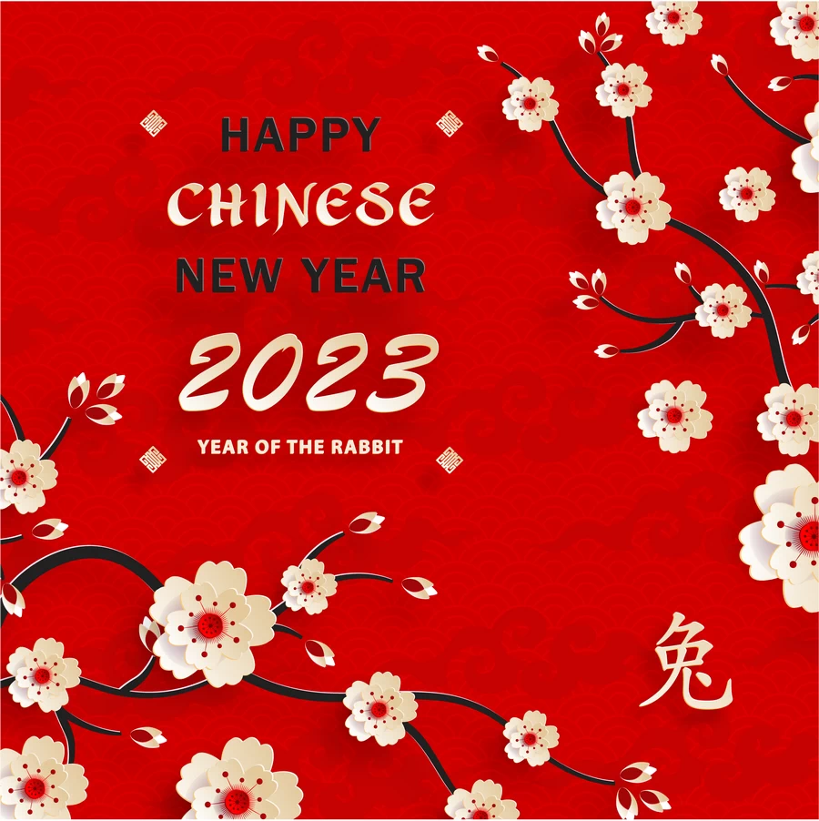 2023兔年中国风新年春节剪纸风节日宣传插画海报背景展板AI素材【271】